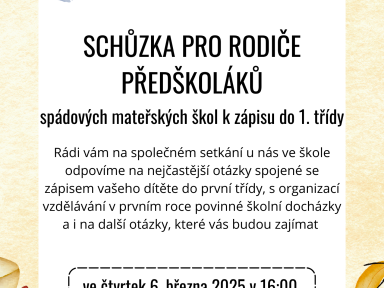 Pozvánka schůzka pro rodiče
